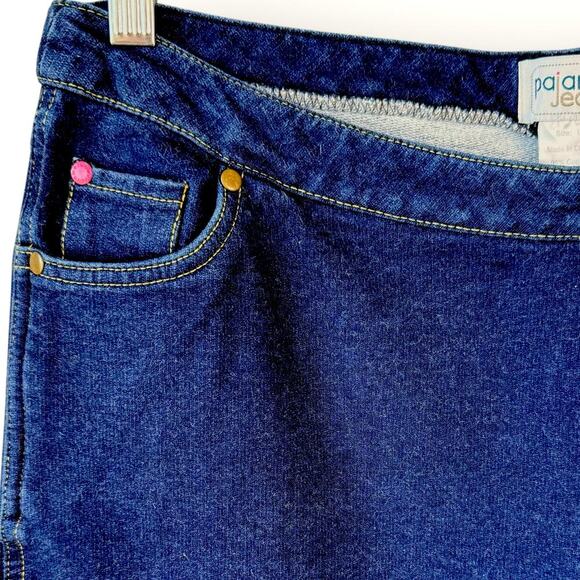 Pajama Jeans Bootcut Mid Rise Terry Stretch Pullon Drawstring Jeans Size L Blue - Picture 7 of 15